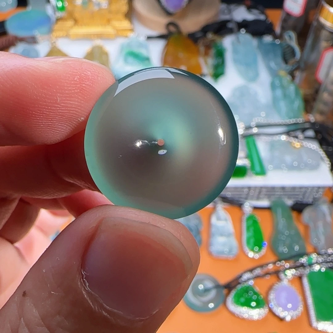 翡翠未镶嵌颈饰冰玻底天空蓝平安扣