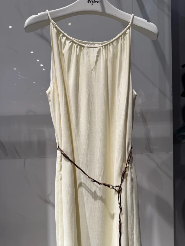 2025夏款1G5191751度假风挂脖吊带宽松A字大摆夏季连衣裙百搭女士