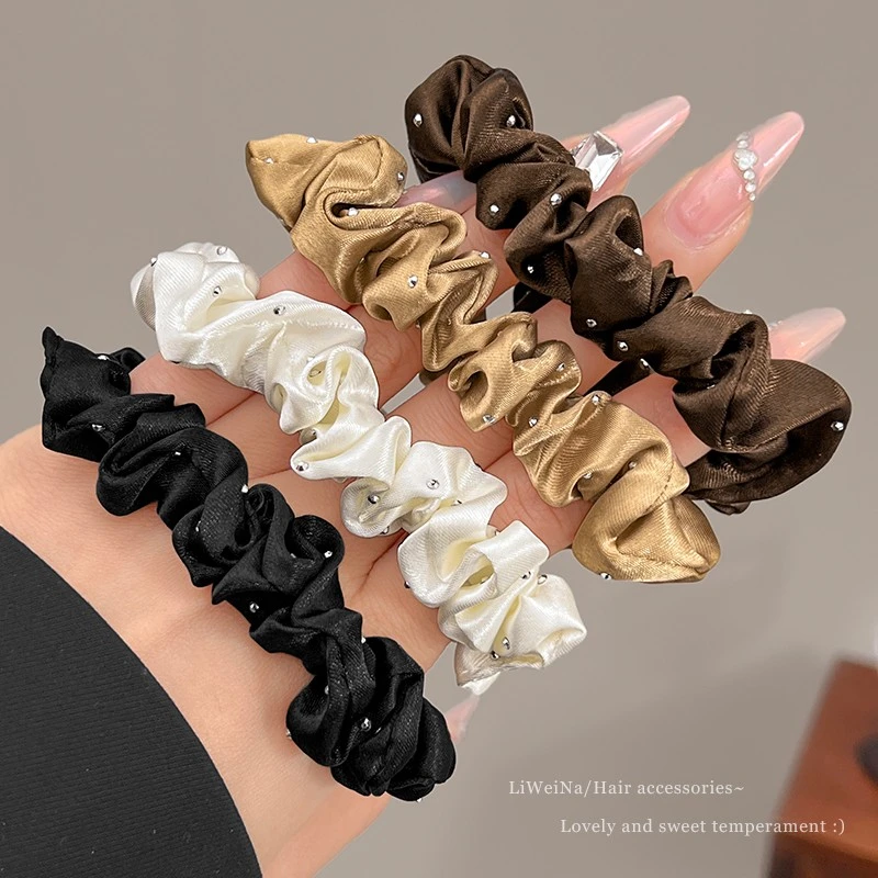 简约气质碎钻小肠发圈2025新款扎头发绳高弹力耐用橡皮筋头饰百搭