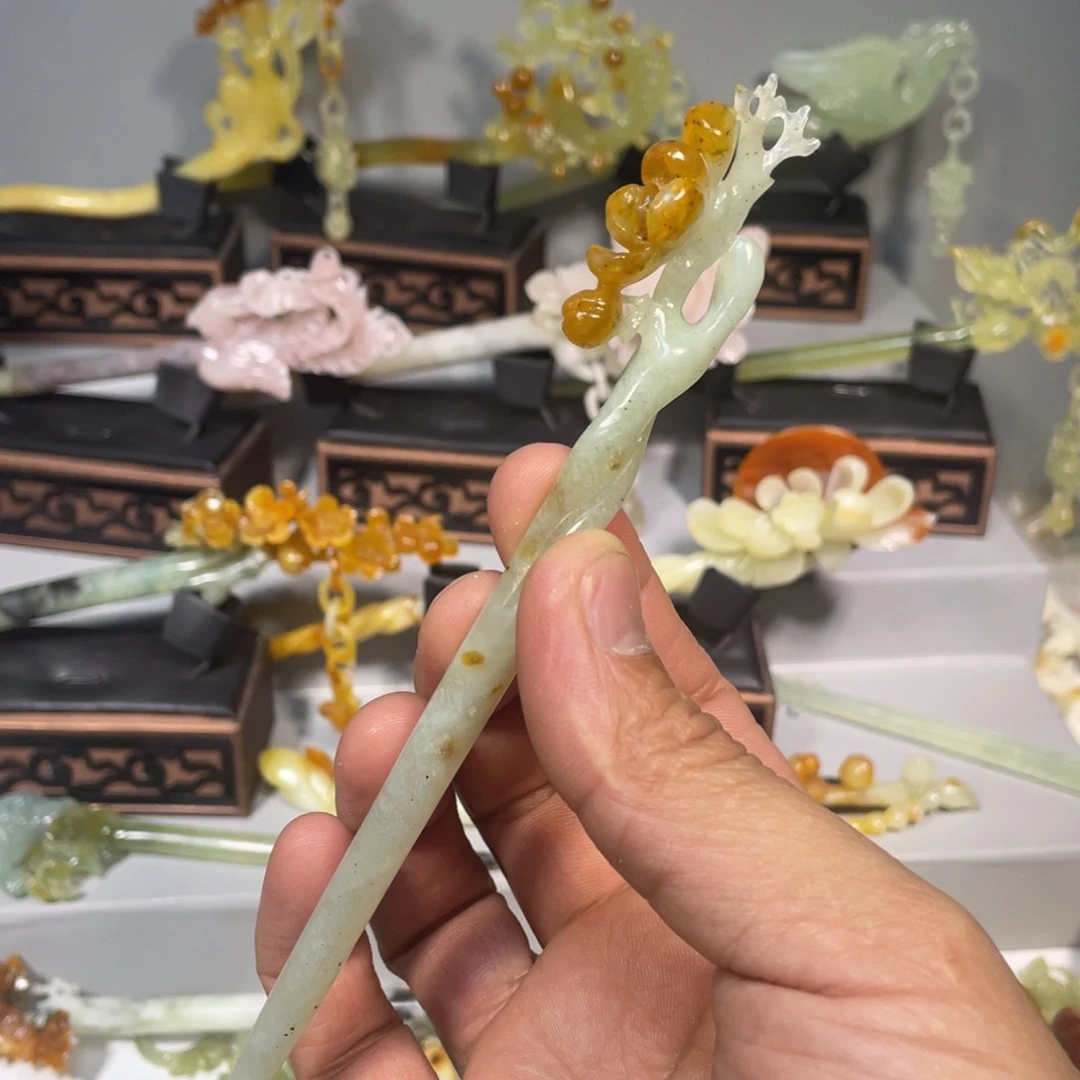 蛇纹石玉合金发饰