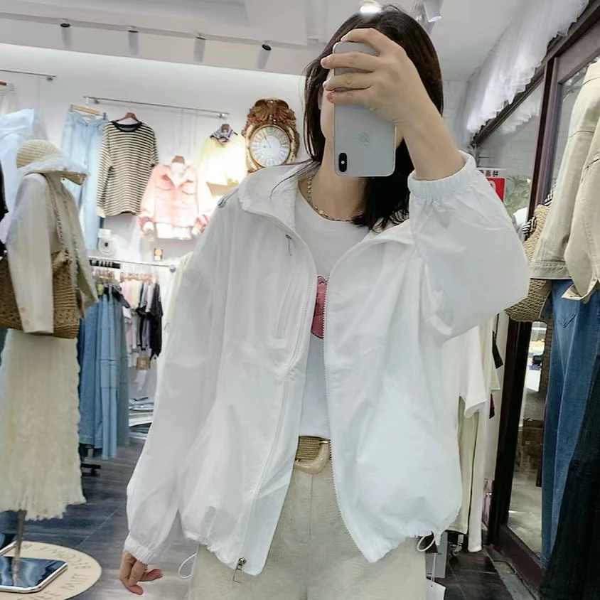 夏季新品青年减龄纯色薄款连帽外套上衣夹克防晒服女高档实体店款