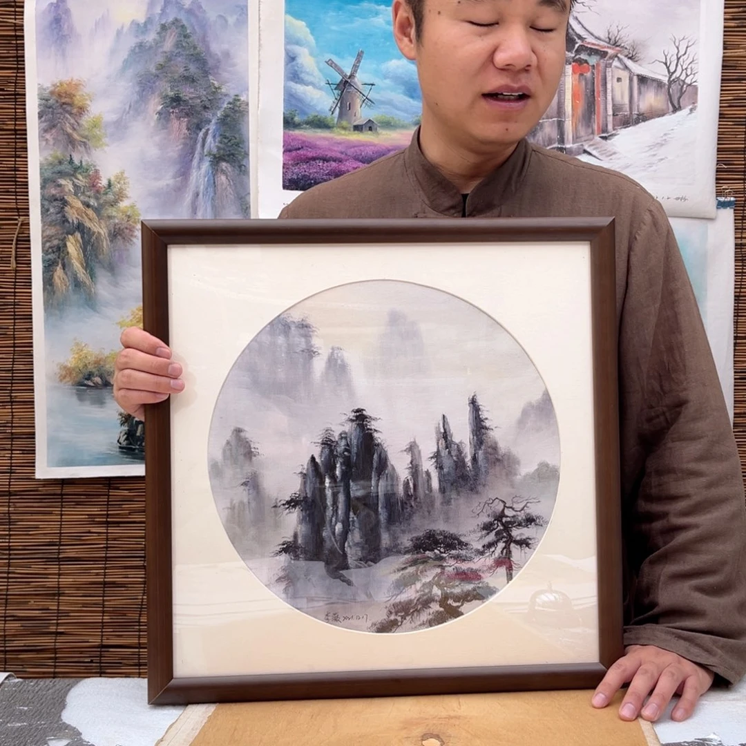 油画行路人小院绘画作品竞拍
