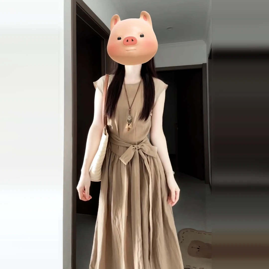 夏季2025新款休闲连衣裙子女今年流行爆款小个子法式气质收腰长裙