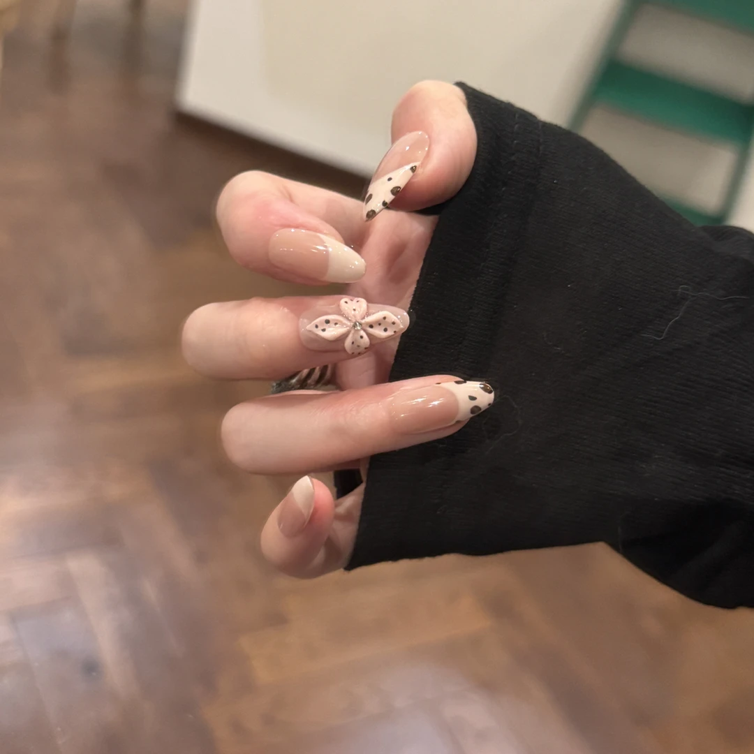 6911豹纹雕花法式纯手绘立体雕花纯手工穿戴甲美甲穿戴式