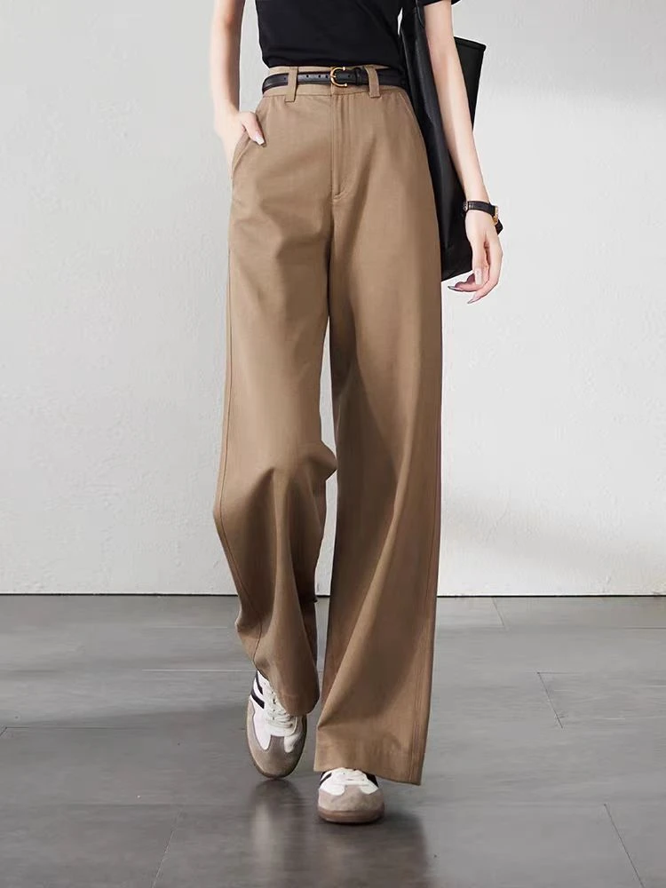 蔻菲图高腰新款女装秋宽松拖地裤简约休闲西装个性百搭显瘦阔腿裤
