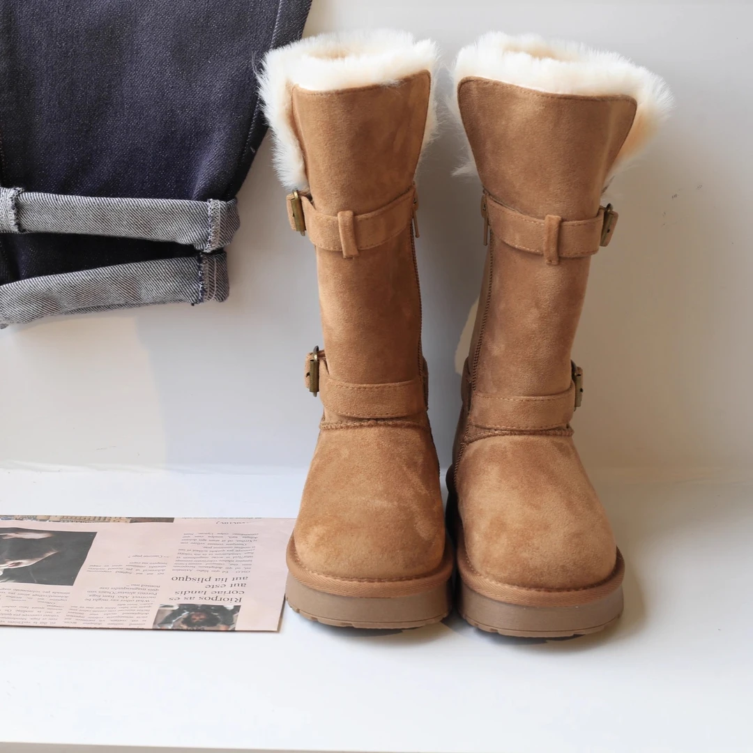 儿童雪地靴加绒加厚长筒靴女童靴子冬季新款毛毛鞋口公主棉鞋