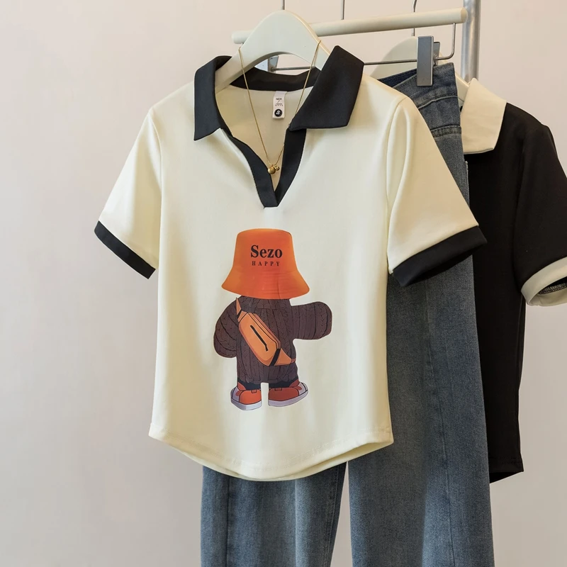 yoewshean/羽媗胖妹妹大码微胖女装短袖t恤宽松遮肚子显瘦v领上衣