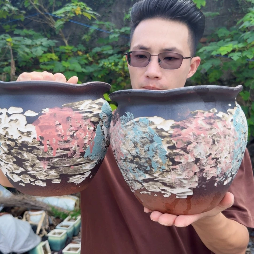 紫砂花盆口20高18（两个花边口姹寂