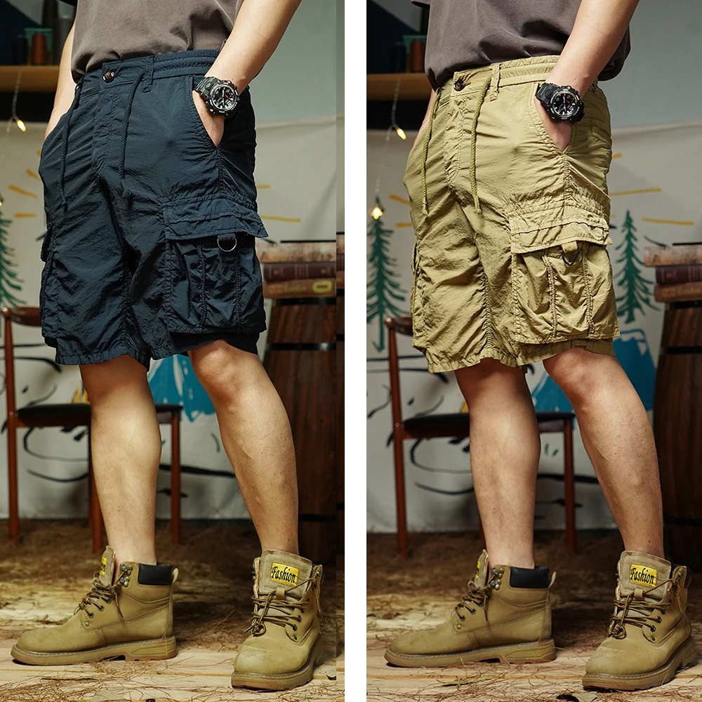 新款夏季男休闲裤宽松薄款速干裤潮牌工装短裤户外男款中裤五分裤