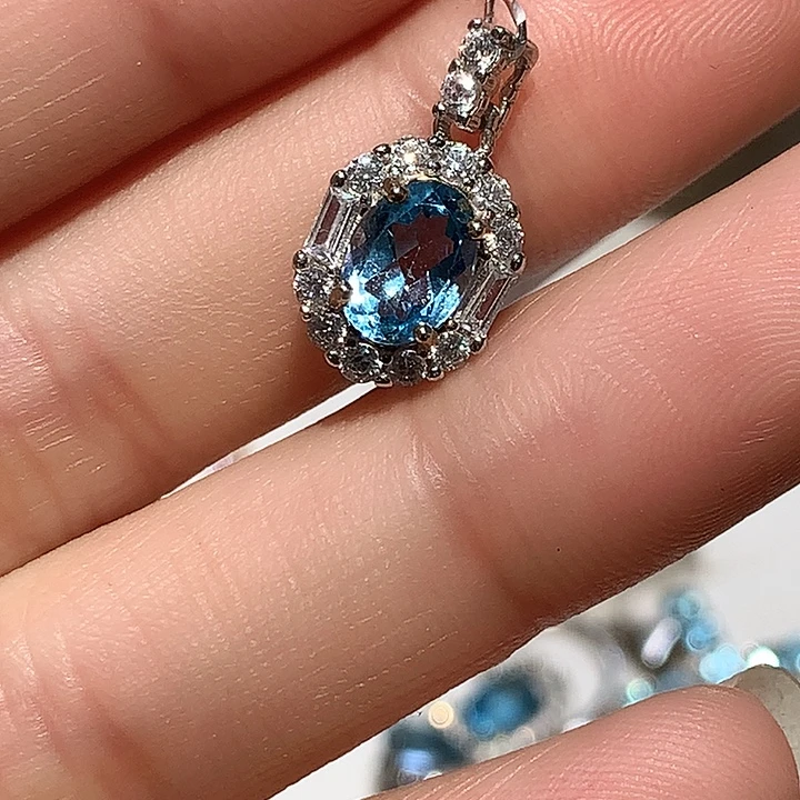 颈饰托帕石银S925镶嵌