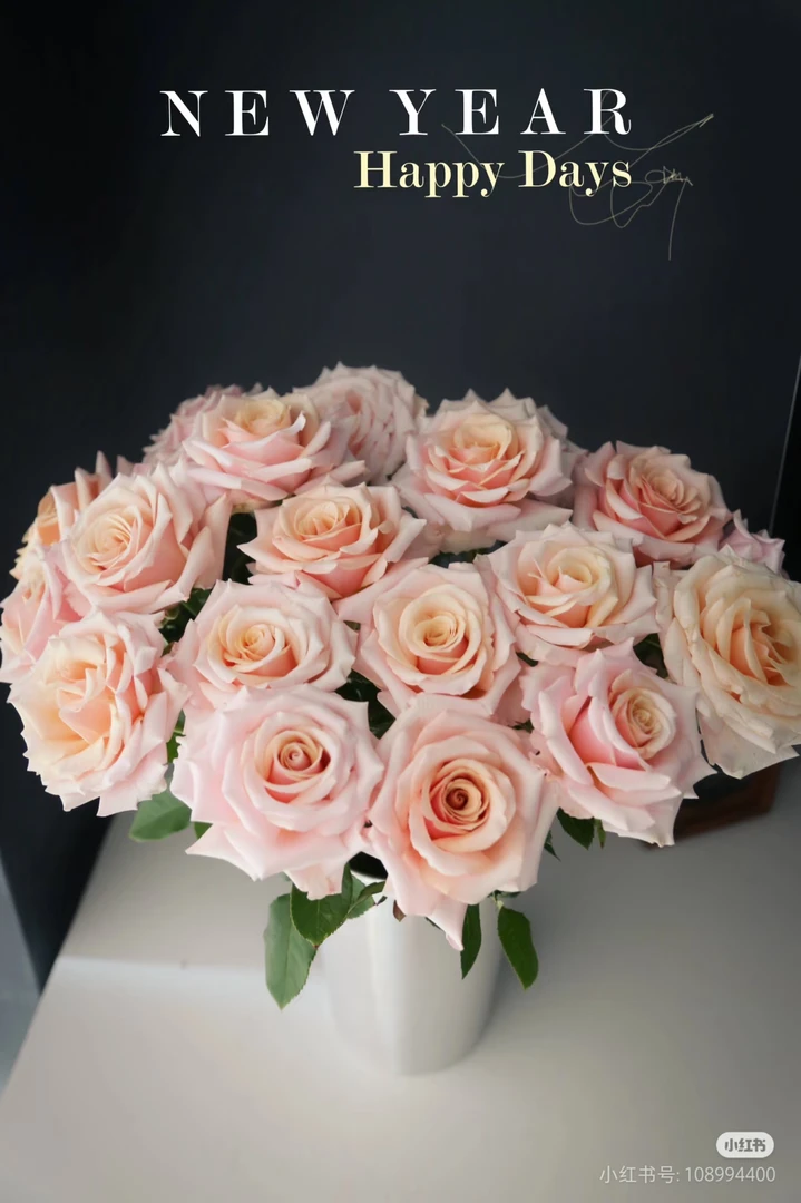 珍珠贝母，粉卡色玫瑰花型高脚杯切花月季