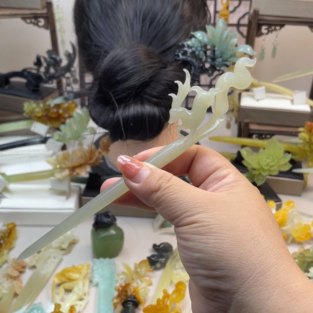 蛇纹石玉合金发饰