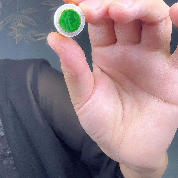 翡翠银S925镶嵌戒指特价微瑕