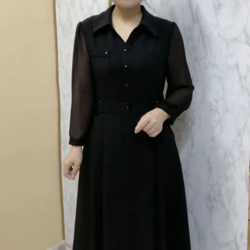 新款妈妈装连衣裙17Y-1款经过百搭时尚洋气中老年连衣裙