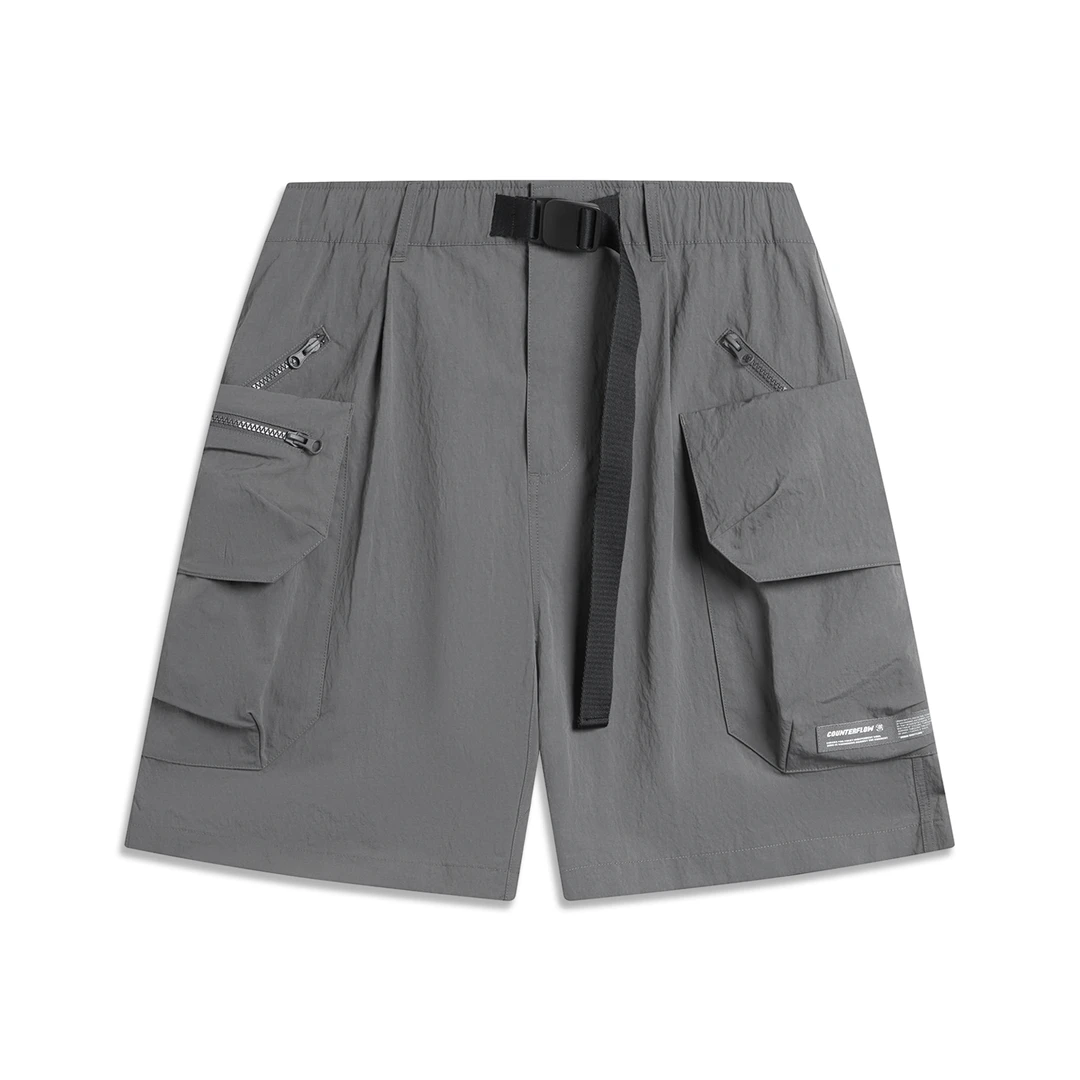 李宁CF溯新款户外潮流裤子防泼水宽松工装裤运动休闲短裤AKSU639