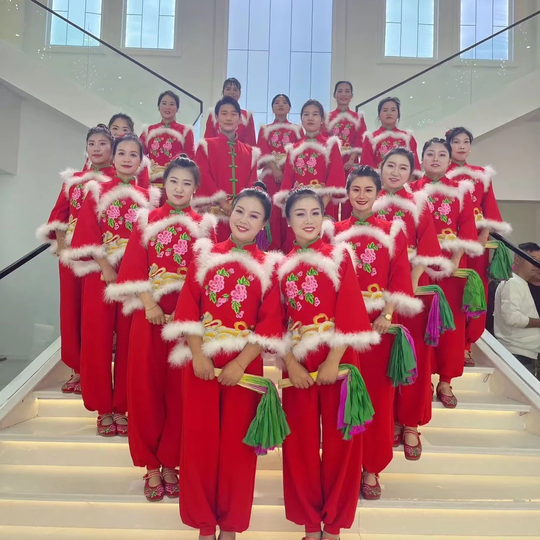 曲沟辣妈2025新款女秧歌服舞蹈服打鼓服扇子舞迎亲队喜庆演出服