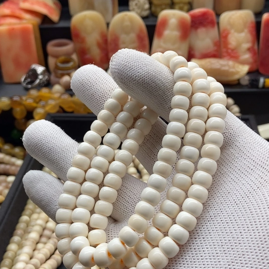 驼骨手串/手链8毫米骨瓷白108