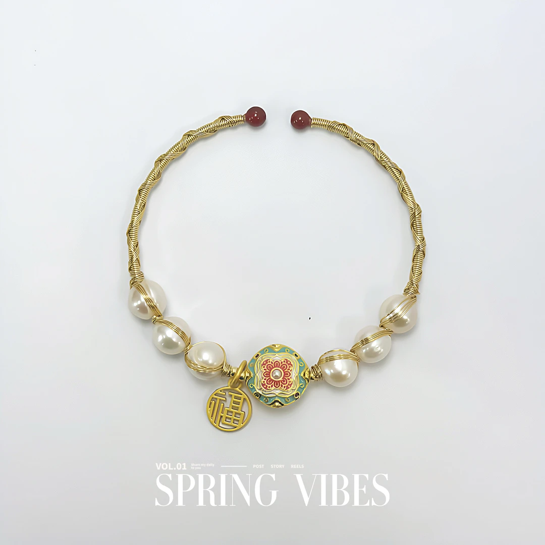 天然淡水珍珠手链- DSN设计师款珐琅彩色经典手链（7009）