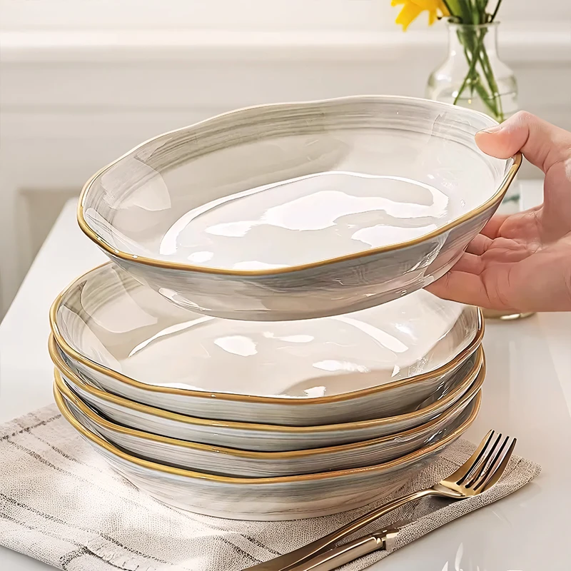 釉下彩陶瓷盘子菜盘家用2025新款高级感轻奢碗碟餐具碟子餐盘深盘