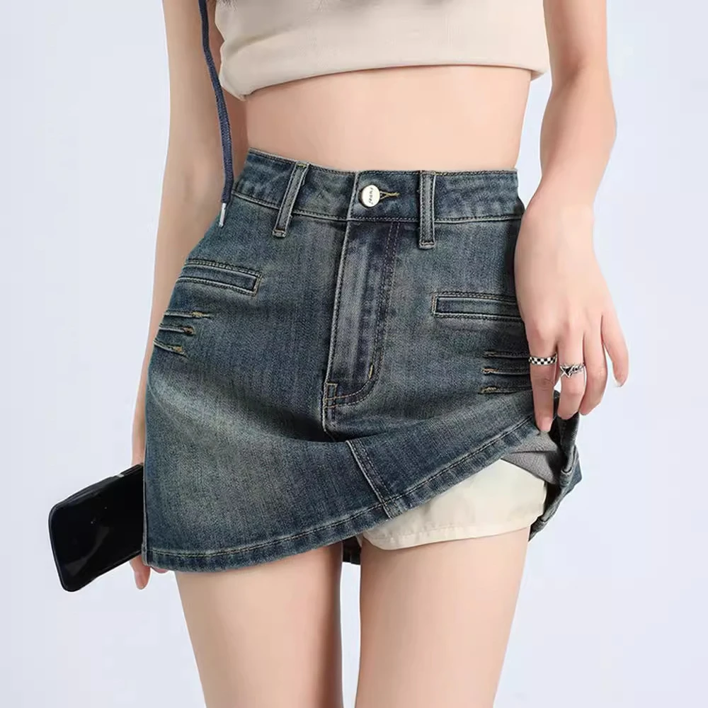 半身裙显瘦牛仔短裙高腰百搭夏季时尚弹力A字包臀裙女装裙子春夏