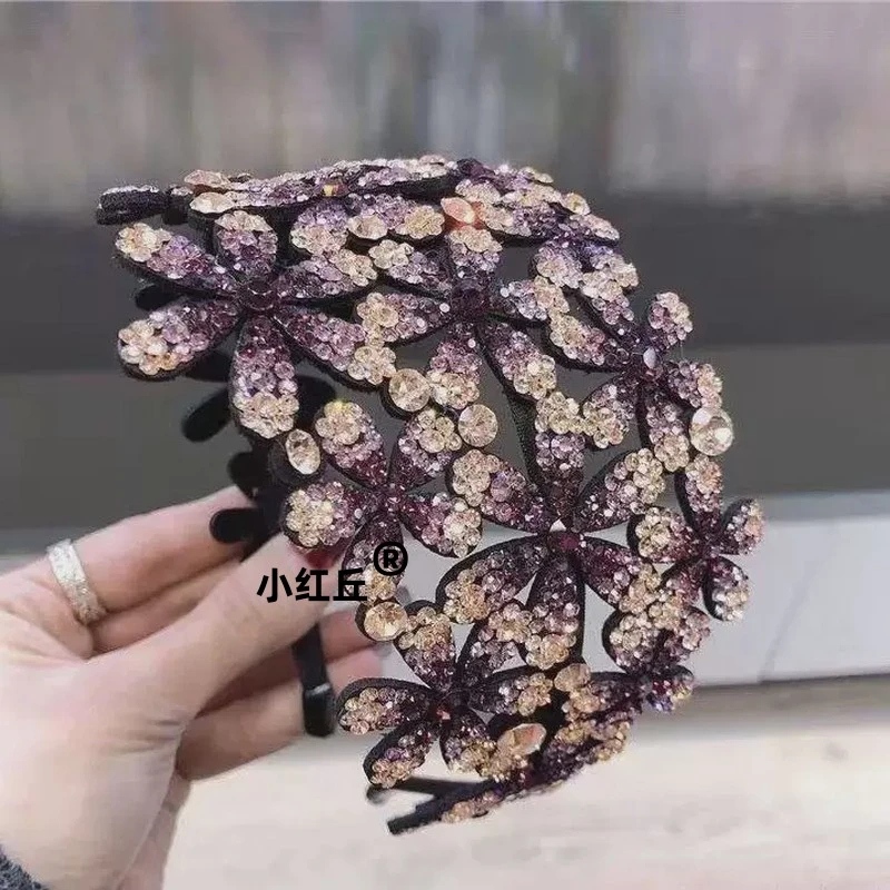 韩国宽边花朵遮白发神器花开富贵压发卡发夹水钻防滑头箍发箍头饰