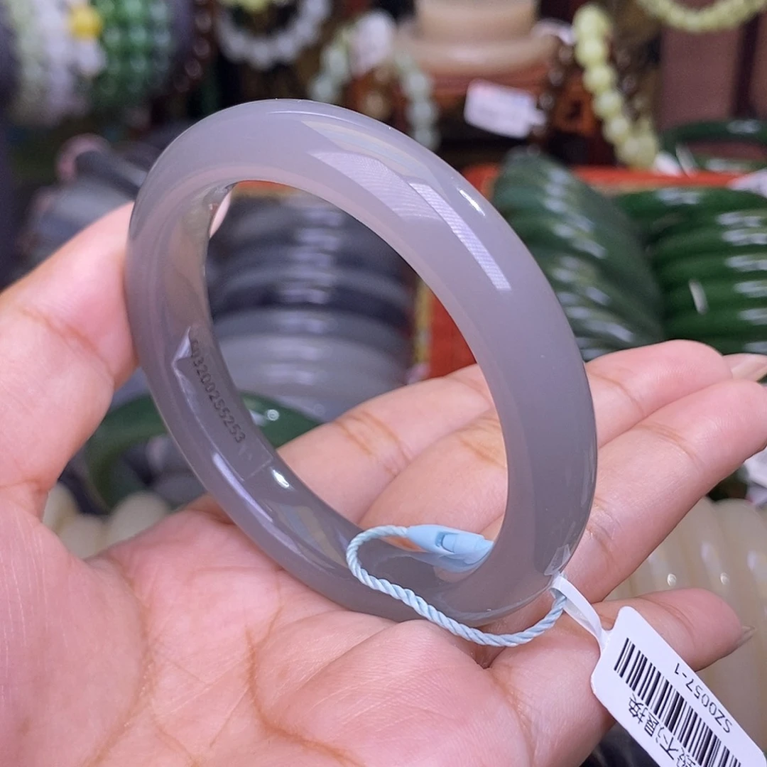 和田玉未镶嵌颈饰烟紫老料收藏手镯53圈