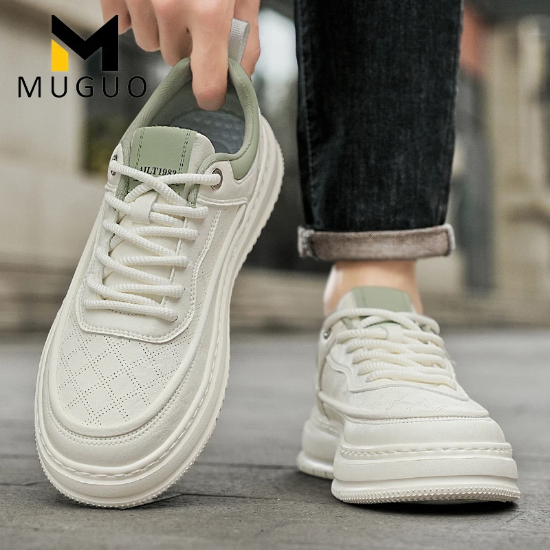 爆款男鞋夏季新款透气小白鞋休闲厚底板鞋运动潮鞋男士高级感百搭