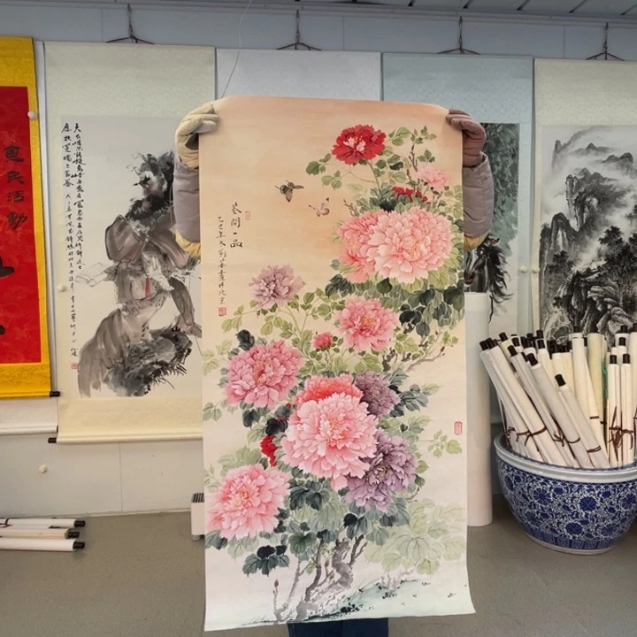 书法花老师花开富贵，国色天香，山花开一匹