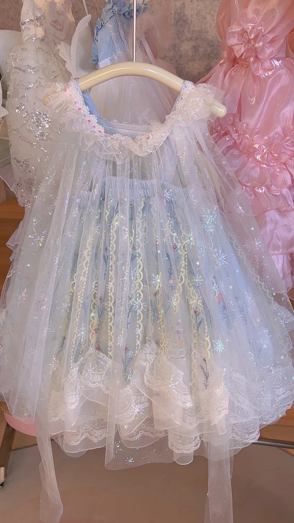 【艾莎花架】艾莎儿童春女童洋气宝宝女宝韩版吊带公主裙夏季发光裙