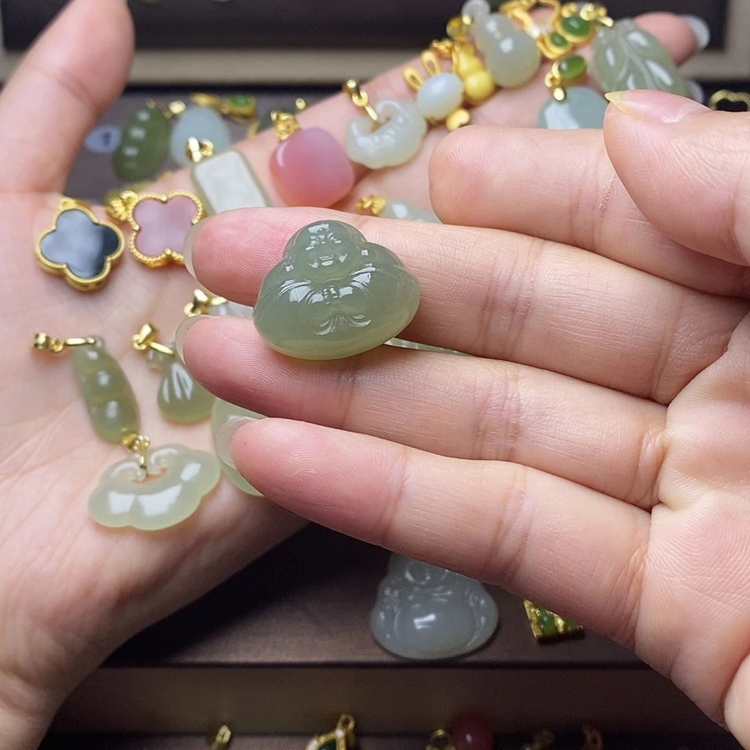 和田玉颈饰银S925镶嵌