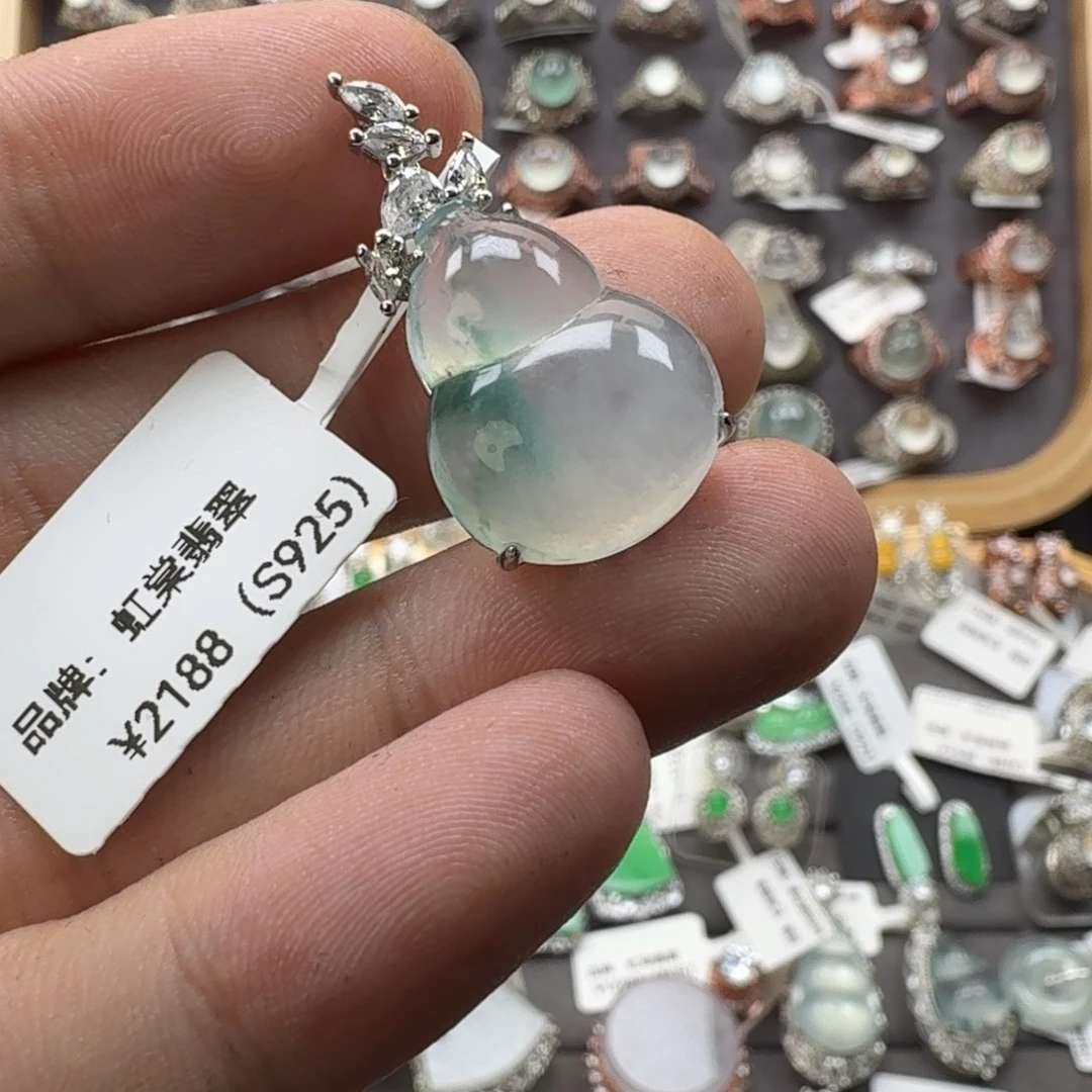 翡翠银S925镶嵌戒指天然缅甸翡翠A货