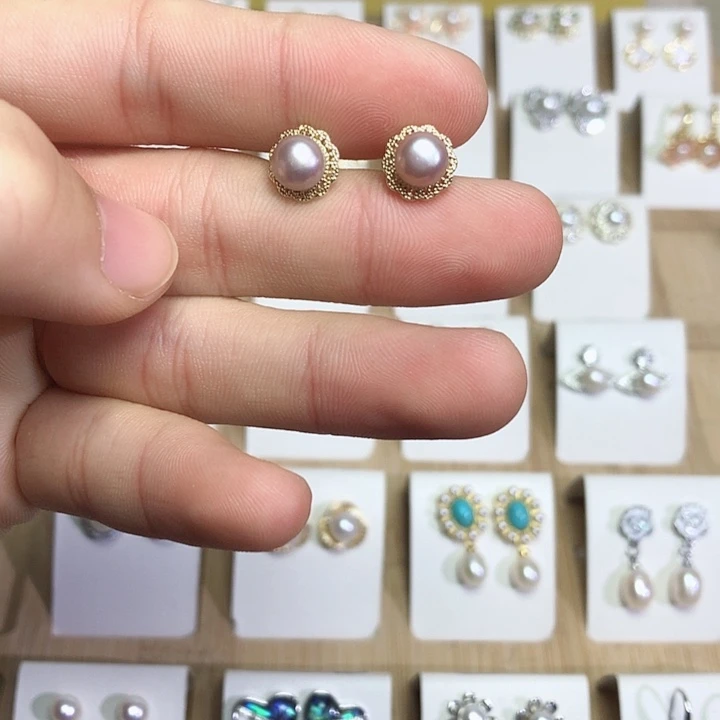 淡水珍珠耳饰银S925镶嵌