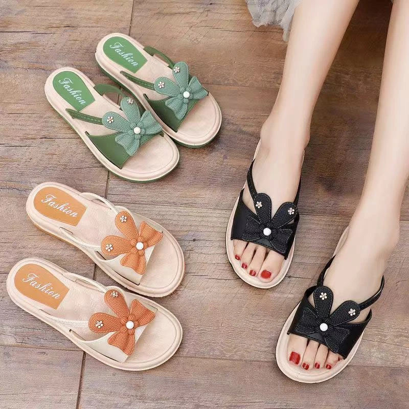 夏季新款可爱兔头拖鞋时尚百搭平底厚底软底防滑韩版坡跟沙滩凉拖