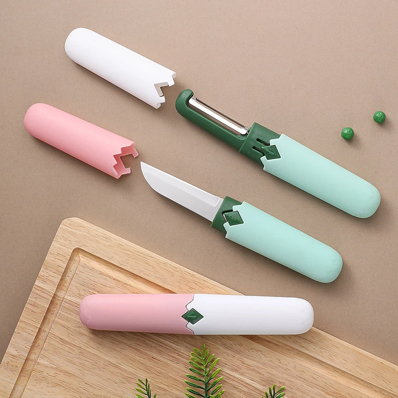 2把装多功能双头水果刀削皮刀二合一便携式迷你小刀两用削皮器