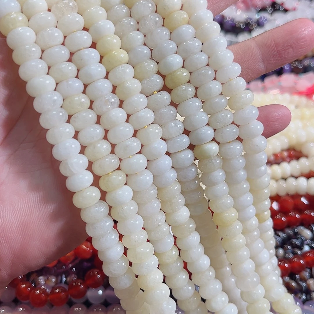 玛瑙/玉髓合金珠宝半成品米黄玉算盘一条10mm