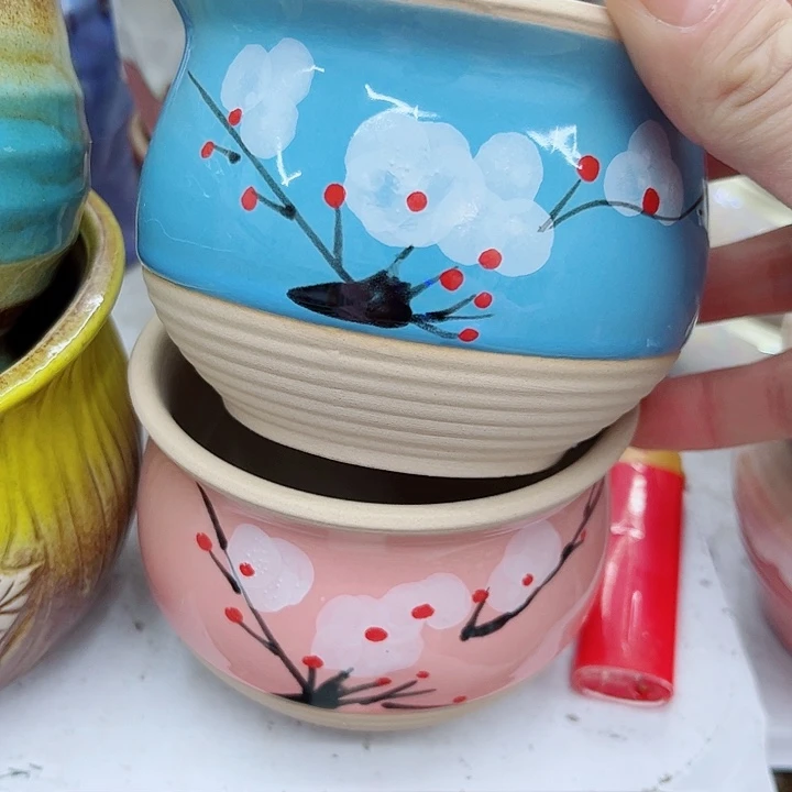 多肉绿植陶瓷花盆9.9包邮，有孔