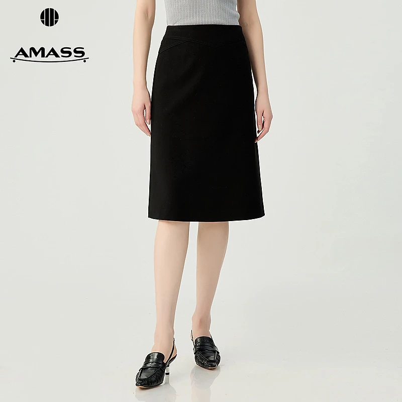 阿玛施AMASS 挺括有型经典简约通勤中裙520004