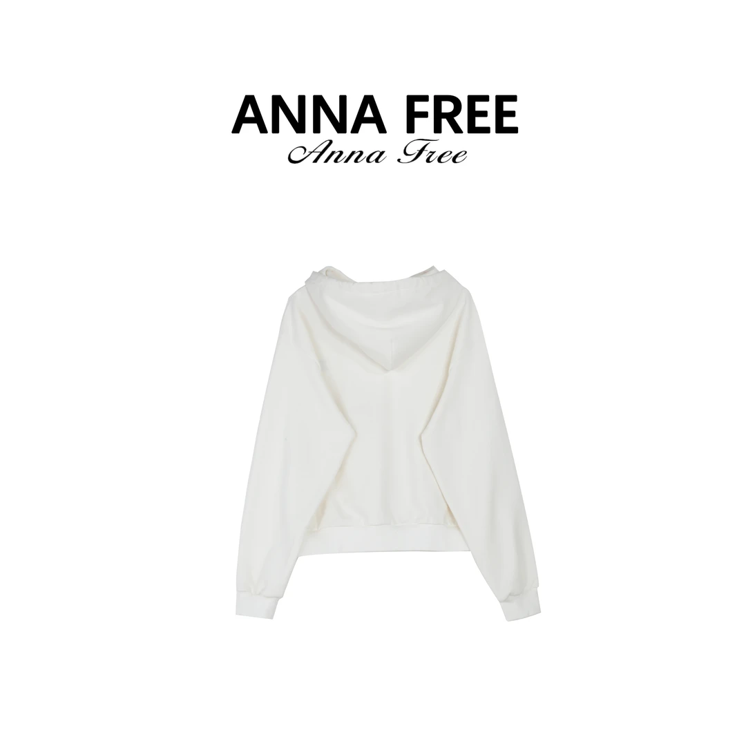 ANNA FREE 春季长袖印花卫衣简约时尚连帽百搭潮流轻奢ZCD24843