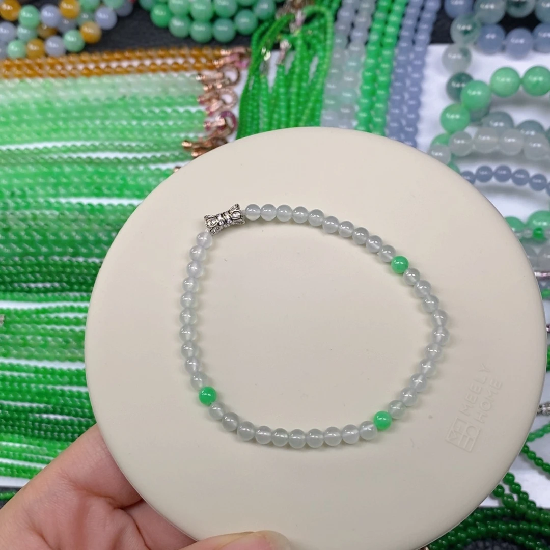 颈饰未镶嵌翡翠缅甸天然翡翠冰种双彩手链4.2