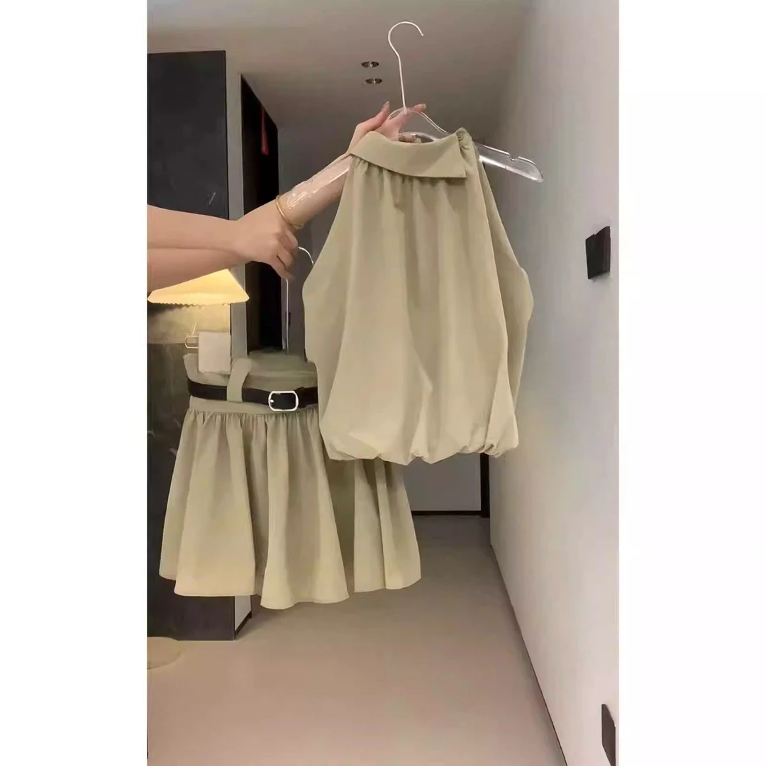 夏装搭配一整套韩系甜酷辣妹风炸街减龄美拉德酷飒拽姐两件套装裙