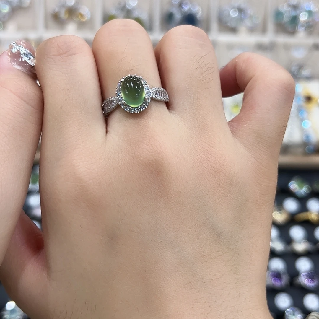 岫玉银S925镶嵌戒指经典小蛮腰