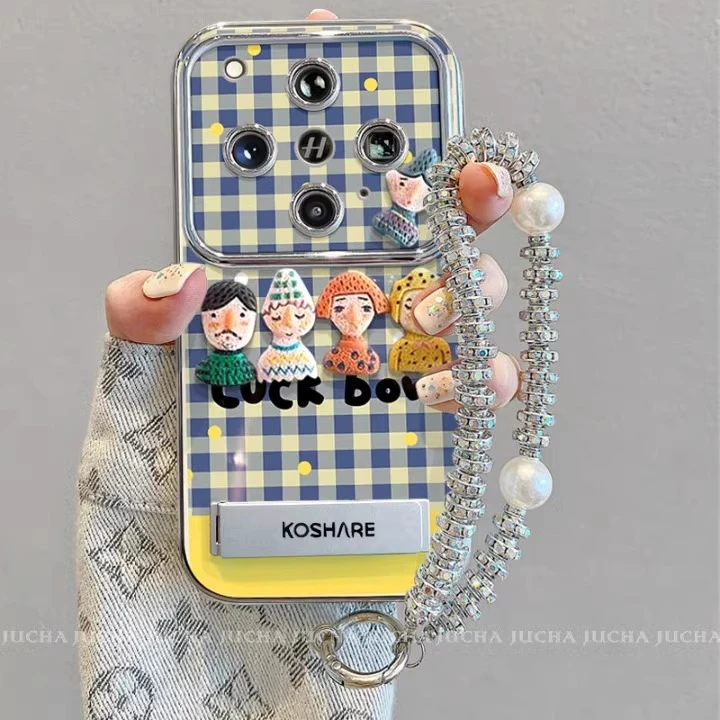 格纹公仔适用oppofindx8ultra手机壳x9pro新款x9潮流全包防摔r15