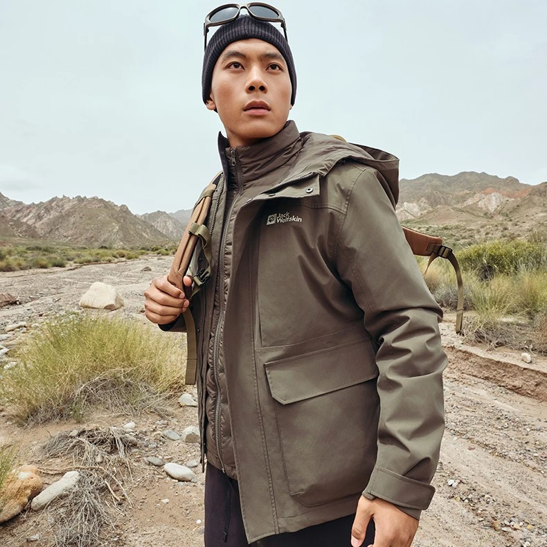 狼爪冲锋衣男装600蓬三合一流光风羽绒夹克运动骑行户外山系外套