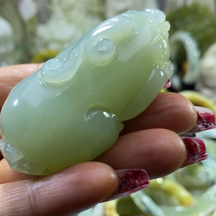 岫玉未镶嵌岫玉手把