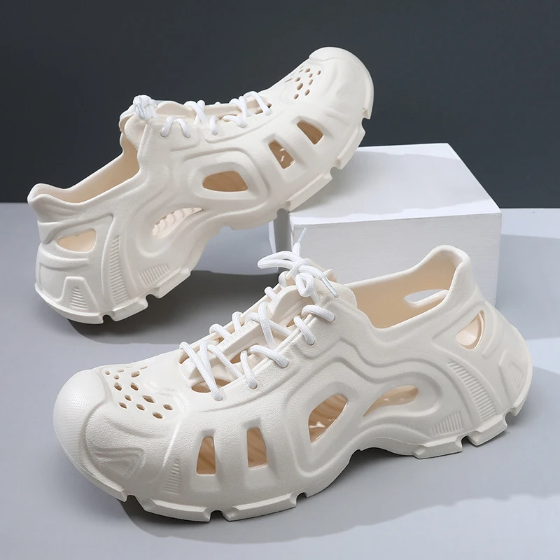 新款洞洞鞋防滑夏季外穿凉鞋包头拖EVA系带情侣款透气不臭脚凉拖