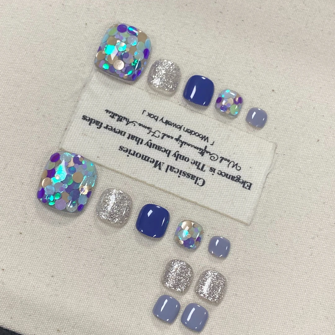 高货体验美甲【露娜-脚甲】JD0284-纯手工穿戴甲美甲穿戴甲片冰块