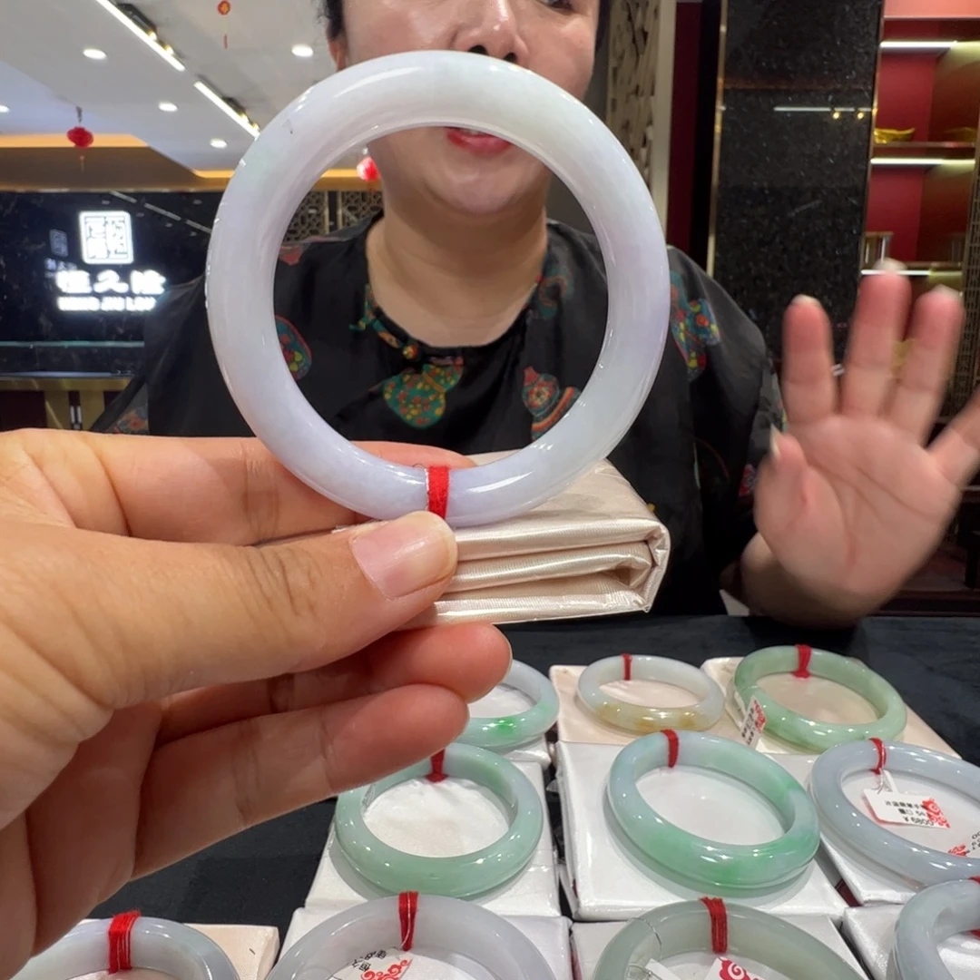 翡翠手镯未镶嵌冰紫圆条53