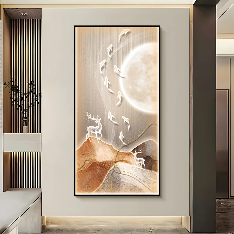 周画匠九鱼图轻奢高档玄关现代装饰画年年有余鱼跃龙门客厅办公