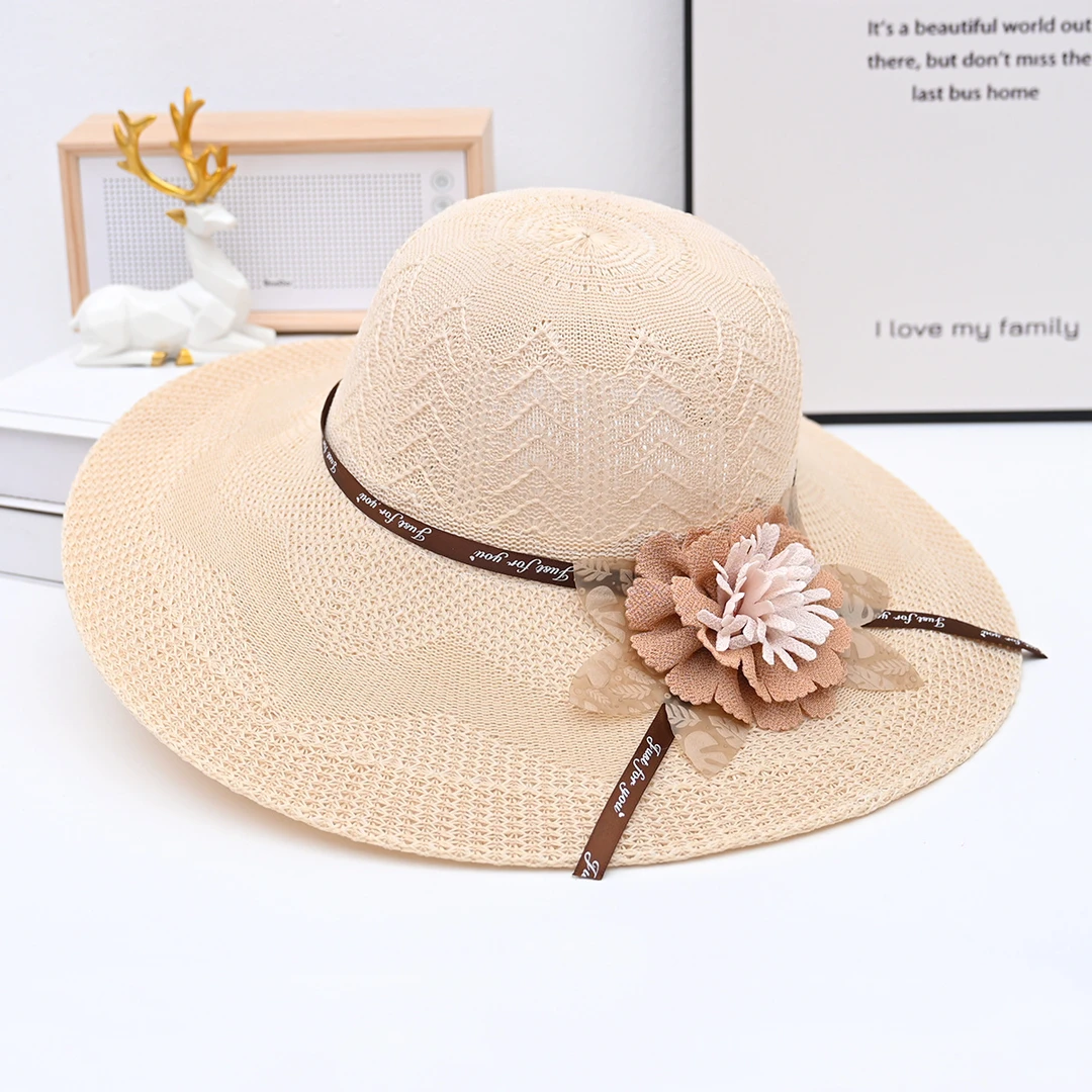 帽子女士夏季百搭大帽檐草帽海边沙滩帽出游防晒遮阳帽草编太阳帽