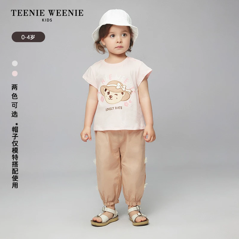 TeenieWeenieBaby小熊童装女宝宝纯棉印花圆领短袖T恤T0RA242582K